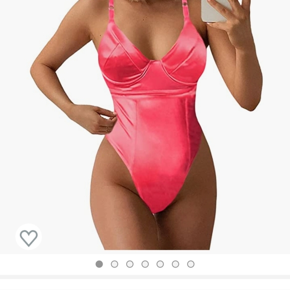 HOT neon pink silk bodysuit - Picture 1 of 7